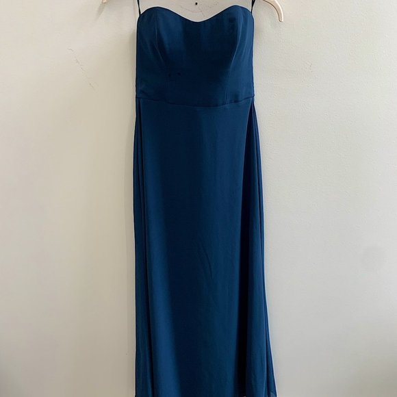 Amsale Lou Strapless Bridesmaid Dress in French Blue - Picture 1 of 8